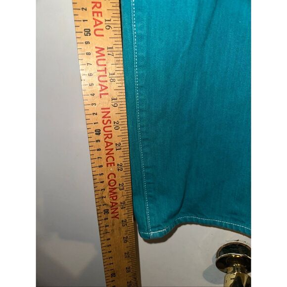 Levis 501 Button Fly Jeans Men's 34 x 26.5 Turquoise Teal relaxed Straight red t - Picture 5 of 8